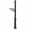 Lewiston Support Bracket Post System with Ornate Base & Pineapple Finial, Black LPST-703-BL
